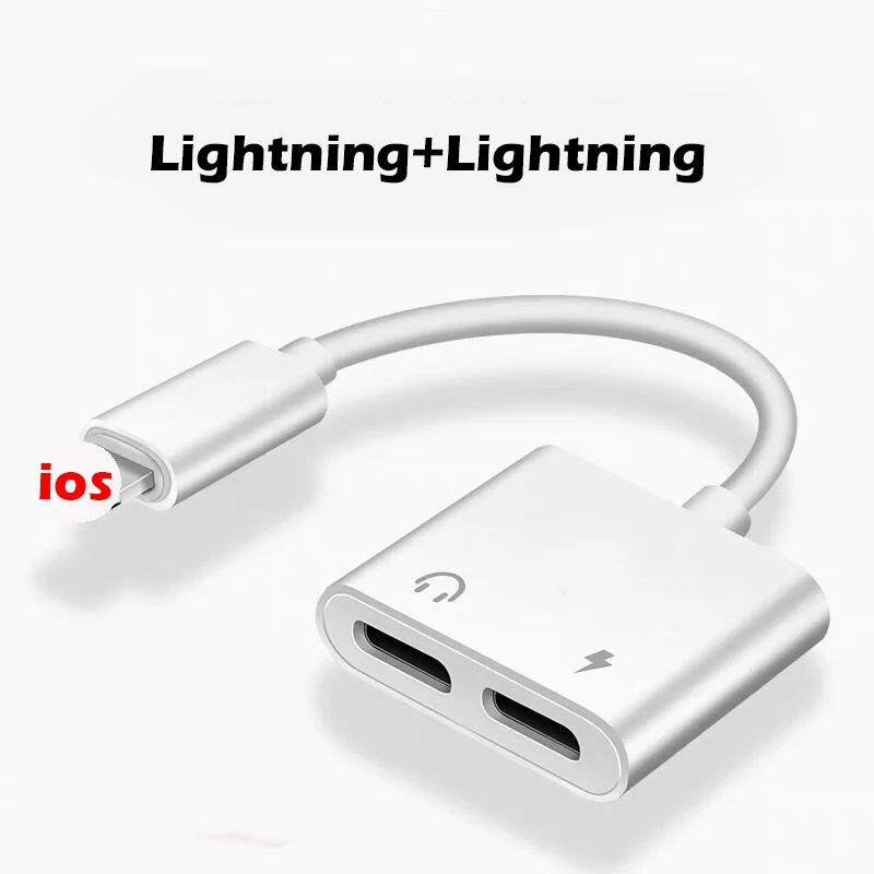 Double For Lightning GHC, 2 в 1, адаптер для зарядки наушников, для мобильного телефона, Aux, двойной разъем для Lightning 3,5 мм, разветвитель для iPhone 7, 8 plus, X, XS - Цвет: Double For Lightning