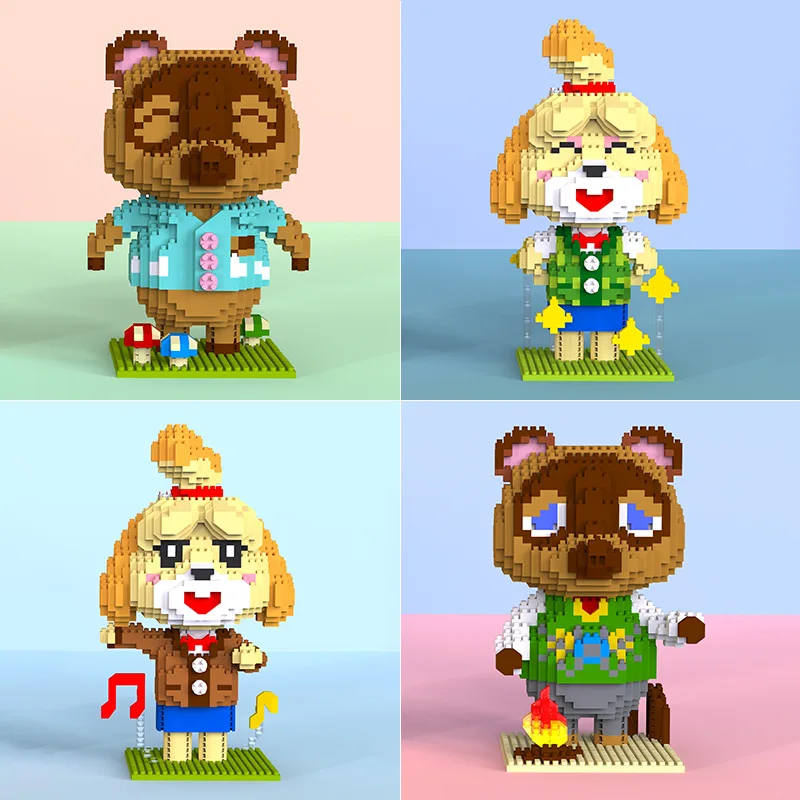 1224pcs+ Animal Crossing Isabelle Raccoon Tom Nook Micro Building