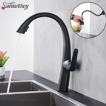 

Black Kitchen Faucet Pull Out Sink Faucet Brass Faucet Hot And Cold Water Mixer Deck Installation Two Ways Faucet Kitchen Tap