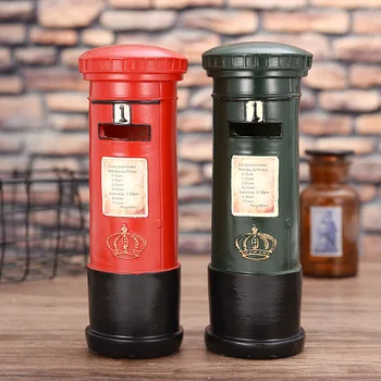 

[New] Vintage Sculpture Simulation Pillar Box saving pot model Statue Art Carving Resin artware Figurine Home Decorations