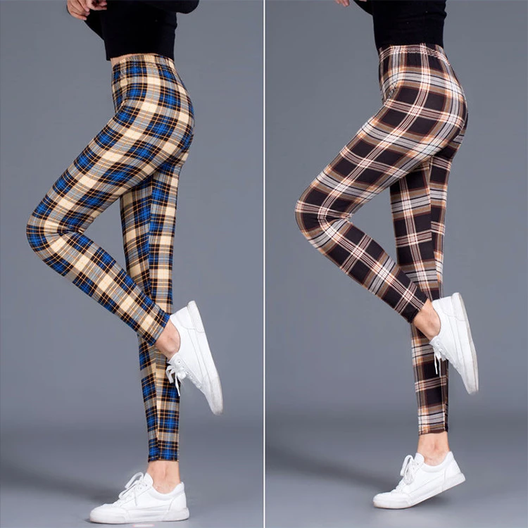 Women Sexy Pants Push Up Plaid Leggings Fashion Fitness Leggins Gym Sporting High Waist Trousers leggings