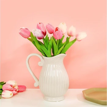 Więcej kolorów 10 sztuk partia tulipan sztuczny kwiat fałszywy kwiat prawdziwy dotyk bukiet na wesele strona główna wystrój na zewnątrz szybka dostawa tanie i dobre opinie CN (pochodzenie) normal Sztuczne kwiaty Bukiet kwiatów Ślub Np0236 Multi Total Length 34cm China 10pcs