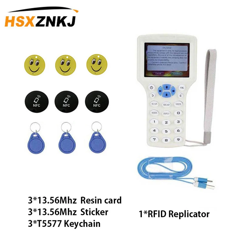 

English 10 Frequency Rfid Copier Copyer 125khz Key Card Nfc Reader Writer 13.56mhz Encrypted Programmer Usb Uid Copy Card Label