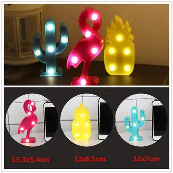 

Cartoon Table Lamp 3D Flamingo /Pineapple/Cactus/Fish tail/Modeling Night Light LED Table Lamp Home Decoration Office Gifts
