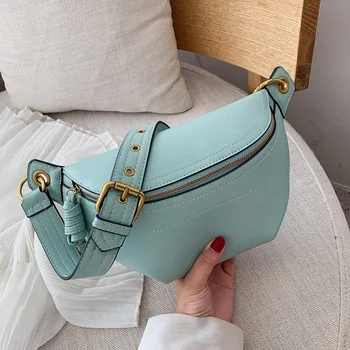 

Bag female 2020 new wild chain crossbody chest bag temperament solid color fashion small waist bag ladies shoulder bag