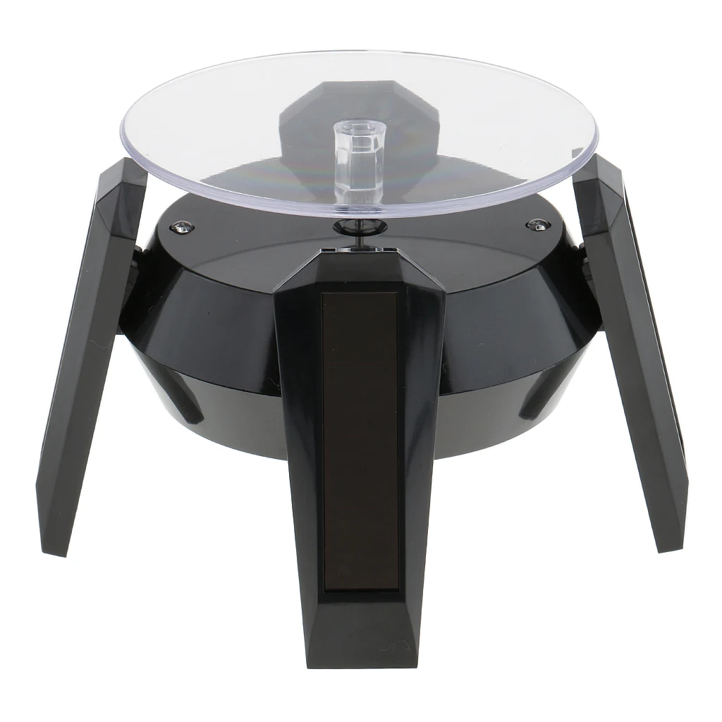 Solar Powered 360 Rotating Phone Jewelry Display Stand Turn Table LED Light Ring Bracelet Watch Stand