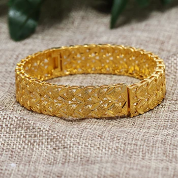 

24K 1pcs/lot Wedding Gold Color Dubai Bangles for Women Wife Arab Bride Ethiopian Bracelet Gold Africa Bangle Arab Jewelry Gift