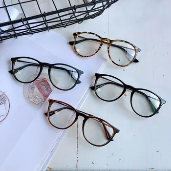 

VWKTUUN Round Glasses Frame Vintage Eyeglasses Frames Soild Clear Lens Computer Myopia Female Fake Glasses