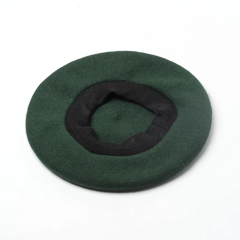 Dark green Шерсть вязаная эластичная лента берет шапки для женщин Мода Осень Зима Париж шляпа 8 цветов Прямая поставка - Цвет: Dark green