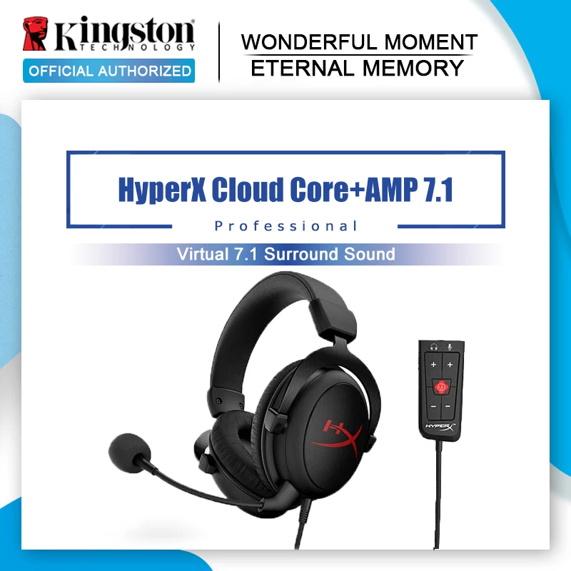 Новинка, игровая гарнитура kingston HyperX Cloud Core+ AMP 7,1 surround с микрофоном, профессиональные наушники esport, черные