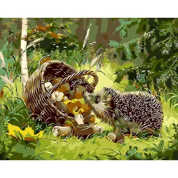 

GATYZTORY Hedgehog in the grass DIY Painting By Numbers Modern Wall Art Picture Kits Coloring Painting By Numbers For Home Decor