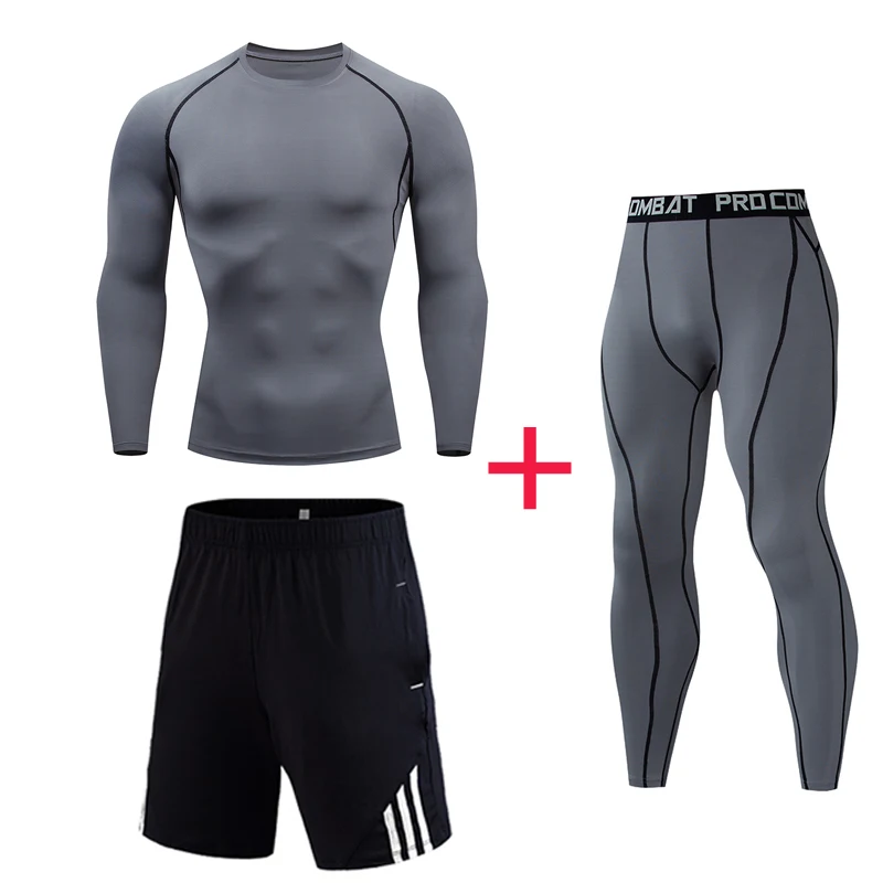 Высококачественные Компрессионные Мужские спортивные костюмы, быстросохнущие комплекты для бега, одежда, спортивный костюм для бега, тренировок, тренажерного зала, фитнеса, ММА, спортивные костюмы для мужчин