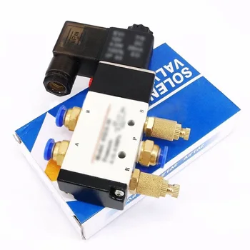 

4V210-08 DC 24V Solenoid Pneumatic Valve 5 Port 2 Position & Flow-Speed Control Connector Muffler&Male Connectors