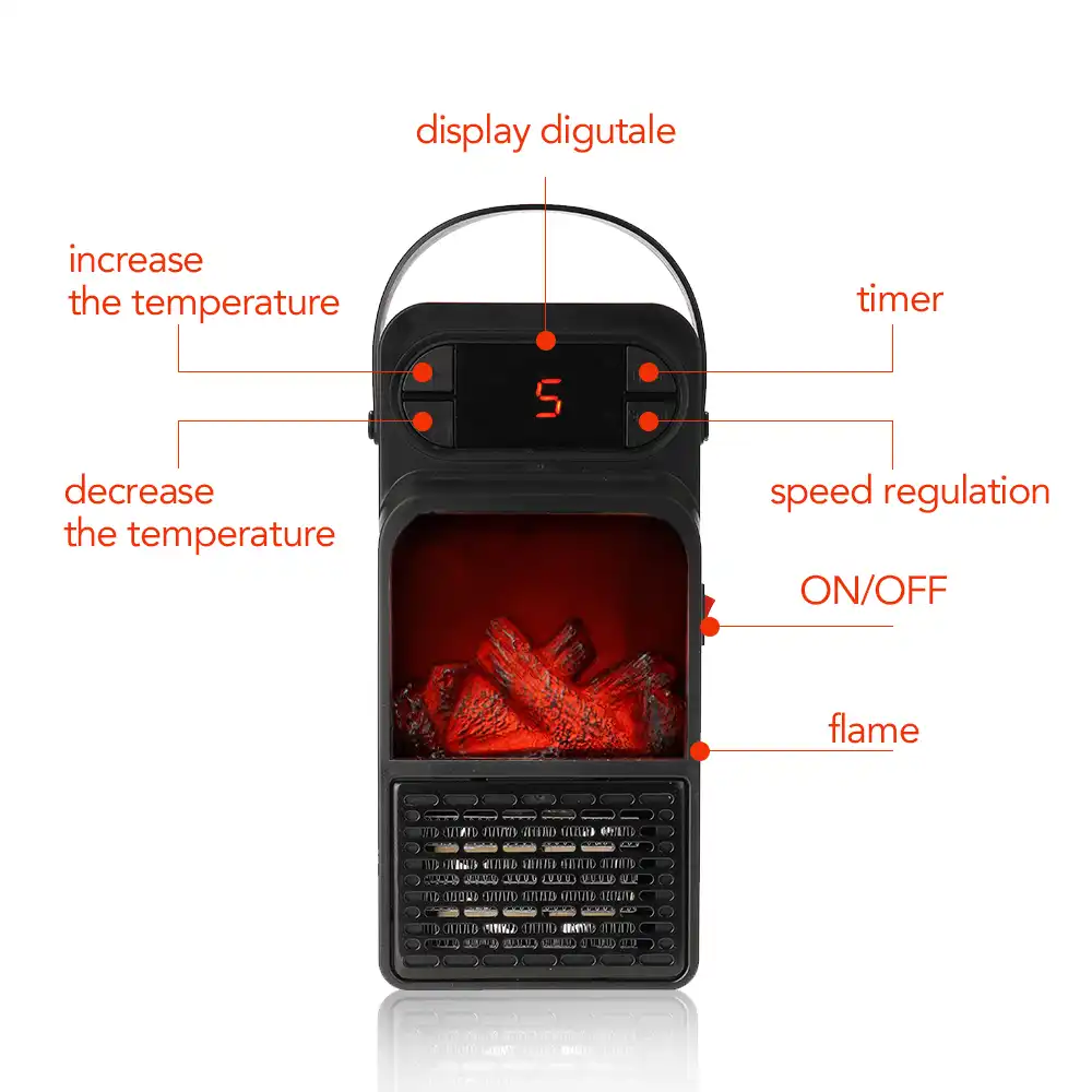220v 110v 900w Handy Flame Fireplace Heater Mini Electric Space