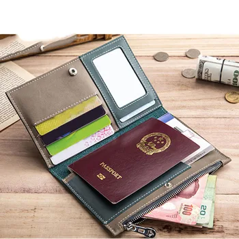 

Women Wallet Leather ID Credit Card Zipper Passport Bag Fashion Men's Clip Coin Purse