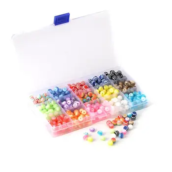 

DoreenBeads1 Box 8mm Mixed Stripe Spacer Beads DIY Set Round Pattern Earrings Necklace Bracelet Jewelry Making Findings Kit