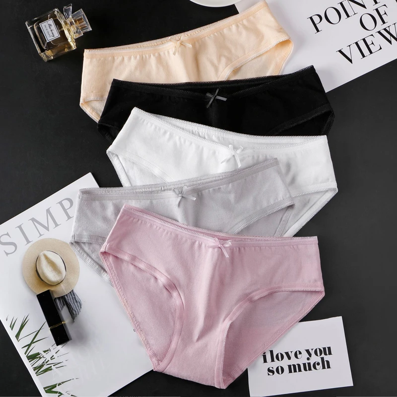

Cotton Solid Underwear Women's Cotton Briefs Girls Simple Low Waist for Ladies Comfortale Breathable Panties
