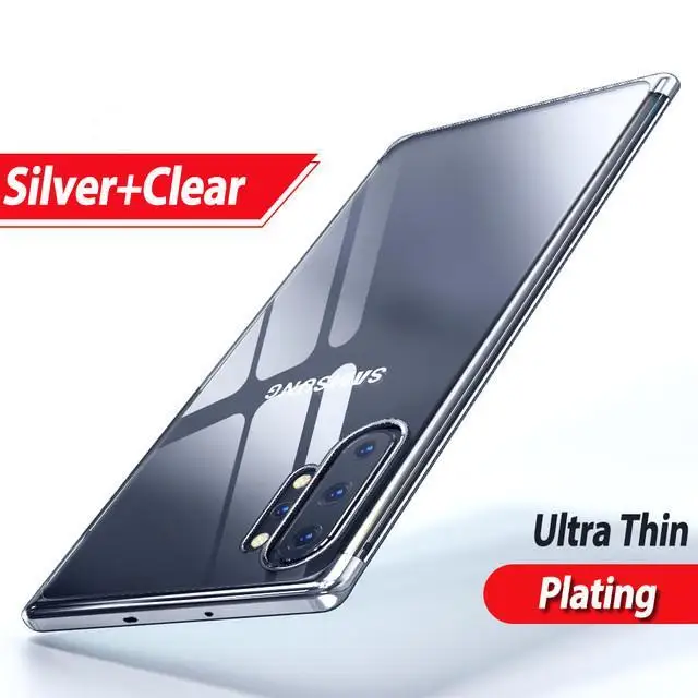 Серебристый ТПУ для телефона с покрытием чехол для samsung Galaxy A80 A90 A70 A60 A50 A40 A30 A20E A10S A20S A30S A50S обратите внимание; размеры 9 и 10 Note10 Pro Прозрачный чехол для телефона - Цвет: Серебристый