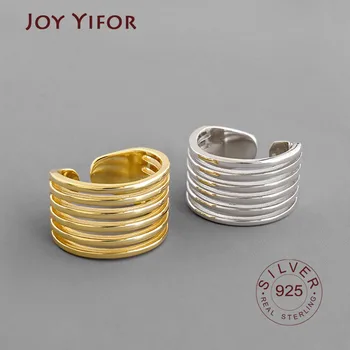 

Korean version 4 lines 100% S925 sterling silver open ring retro Normcore multi-layer line Weaving and winding female ring women