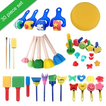 

30pcs Kids Painting Sponge Kids Early Learning Sponge Painting Kit Child Paint Set 30 Pieces Sponge Drawing Shapes Paint Brushes