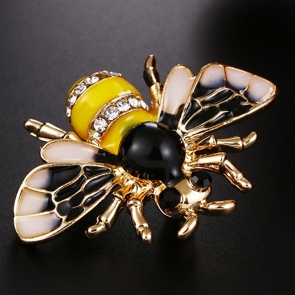Women Ladies Vintage Chic Enamel Rhinestone Bumble Bee Brooch Pin Costume Badge Jewellery Gift
