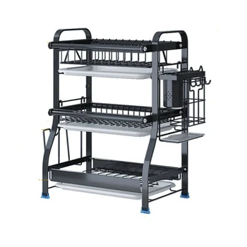 

304 Stainless Steel Dish Rack Drain To Dry Dishes Tableware Storage Box Kitchen s 3 Layers