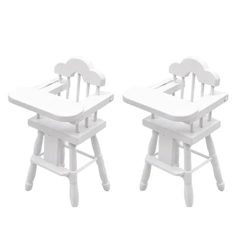 

2pcs Kit 1/12 Scale Miniature Dollhouse Baby High Chair Model Buildinfg Kit- White
