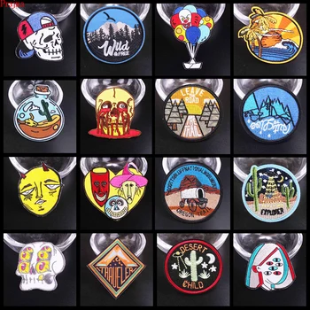 

Prajna Hippie Skull Embroidered Patches For Clothing Iron On Patches Punk Stripes Stickers On Clothes Wilderness Appliques DIY