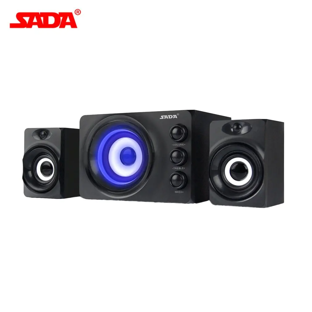 Bluetooth SADA D-206 компьютерный динамик красочный дыхательный светильник деревянный корпус мини USB динамик для настольного ПК сотового телефона MP3 - Цвет: Bluetooth