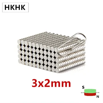 

HKHK 100-10000PCS mini magnet Dia.3x2 mm 2mm mini magnet encoder 3mm x 2mm strong magnetic standard 3x2 mm