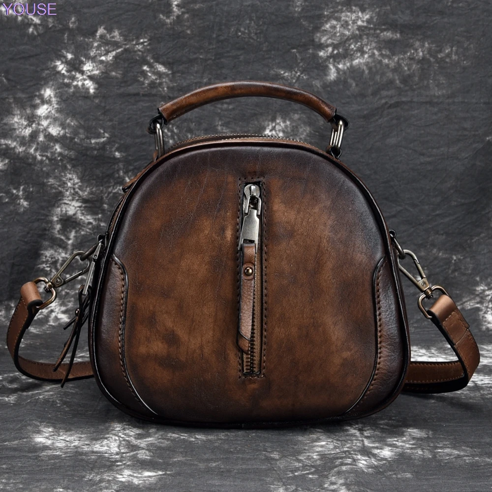 

Tree Height Leather Retro women Bag Hand-rub Color Single-shoulder Crossbody Bag Full-grain Leather Casual Bag