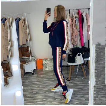 

Autumn Winter 2 Piece Set Women Hoodie Pants Printed Tracksuit Pullover Sweatshirt Trousers With Pockets Tracksuit Suits