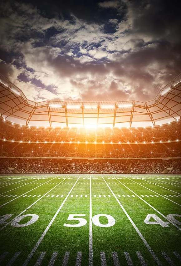 5 X7Ft Classic American Football Stadium Nuvole Scure Tramonto Blue Sky Custom Photo Studio Sfondo Vinile 220Cm X 150Cm