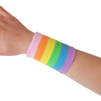 

Fashion Rainbow Colorful Stripes Wrist Support Women's Running Travel Cycling Badminton Sport Safety Breathable Bracers 2020 New