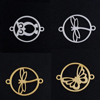

10pcs/lot Dragonfly Butterfly Stainless Steel Connectors Two Holes Charms for Bracelets Making Jewelry Accessories