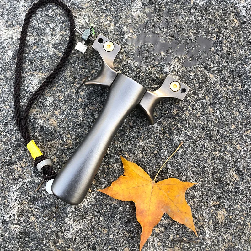 

Titanium Alloy Tc21 Cutting Slingshot Catapult +Patch Handle with Flat Rubber Band Outdoor High Precision Hunting Shooting
