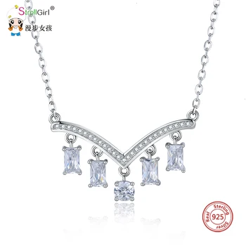 

Strollgirl New 925 sterling silver Crystal Necklace Luxurious Party Necklaces&Pendants Women Fine Jewelry For Gifts Dropshipper