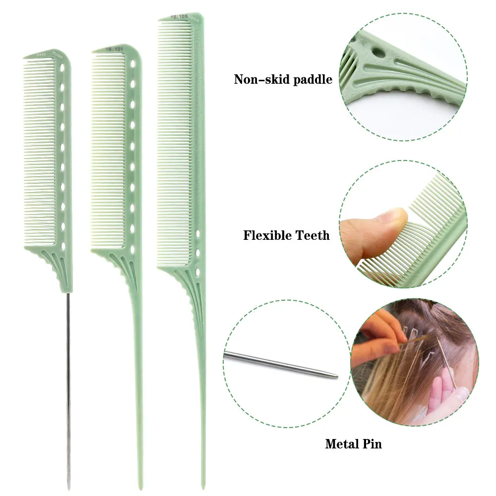 10 типов профессиональных парикмахерские для Стрижки гребень серии Y6 хвост расческа ABS Материал Укладка волос расческа зеленого цвета