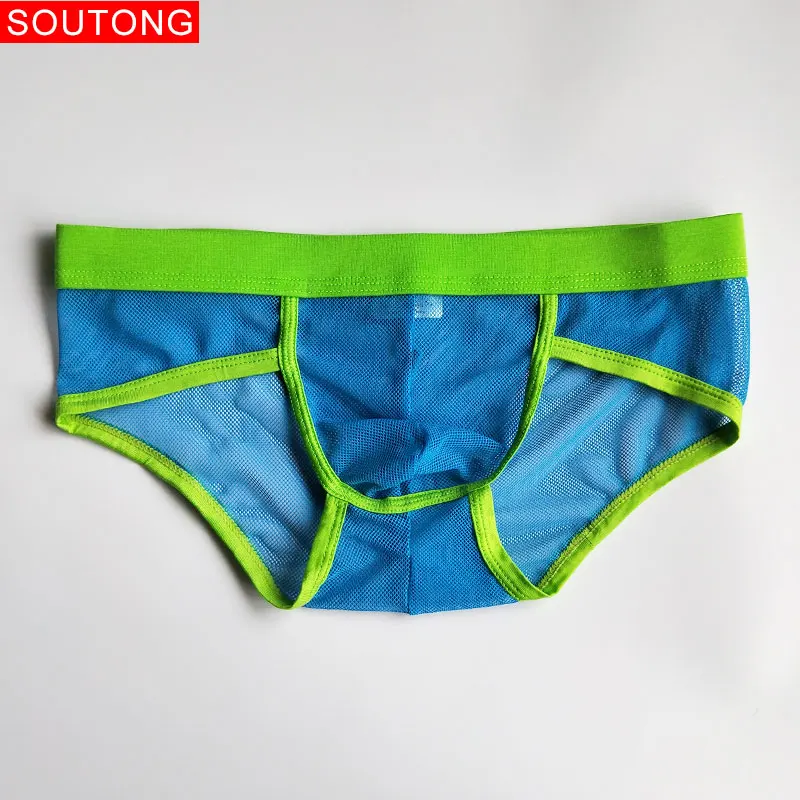 sj06-blue Soutong, сексуальное мужское нижнее белье, сетчатые Прозрачные Боксеры, дышащие шорты-боксеры, удобное нижнее белье, ropa interior hombre ST63 - Цвет: sj06-blue
