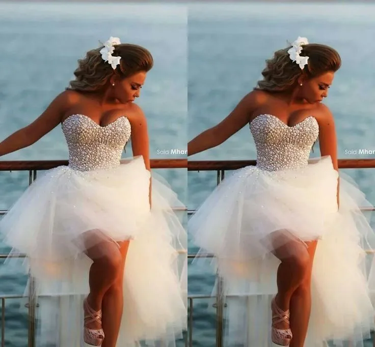 Мода vestido de noiva Said Mhamad дизайн жемчуг короткое спереди длинное сзади Милое Свадебное Платье платья для матери невесты
