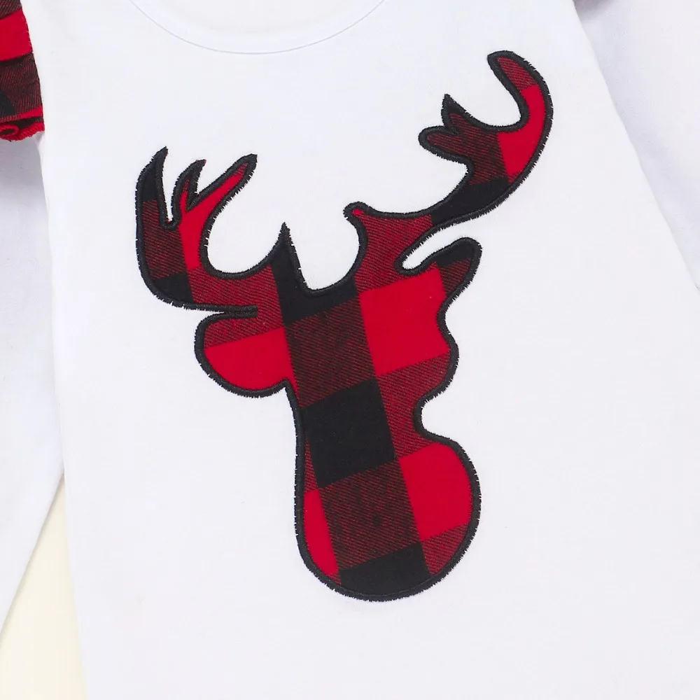 Christmas Baby Boy Girls Costume Clothes set Cotton Reindeer Long sleeve Top+ Pant+ Headband 3PC Outfits