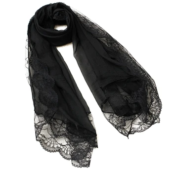 

Woman Scarves Chiffon Lace Scarf Wrap Scarf Black
