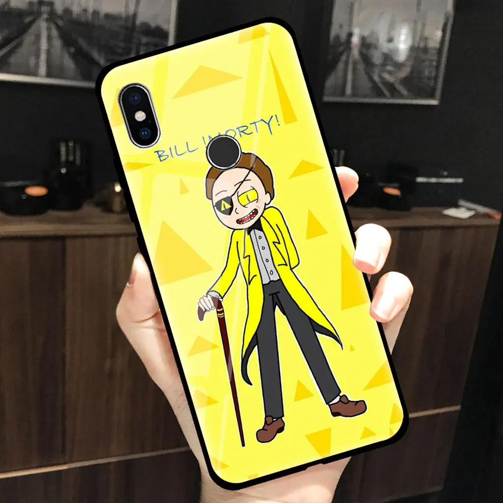 

Funny Rick and Morty glass case for mi 9 SE 8 redmi note 7 pro note 6 pro 6A mix 2s cartoon cover shockproof coque