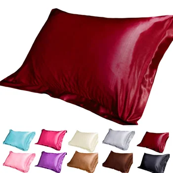

1/2pcs Pillow Covers Emulation Silk Satin Pillowcase Single Solid Color Luxury Pillow Case For Bed Throw Comfortable 48x74cm