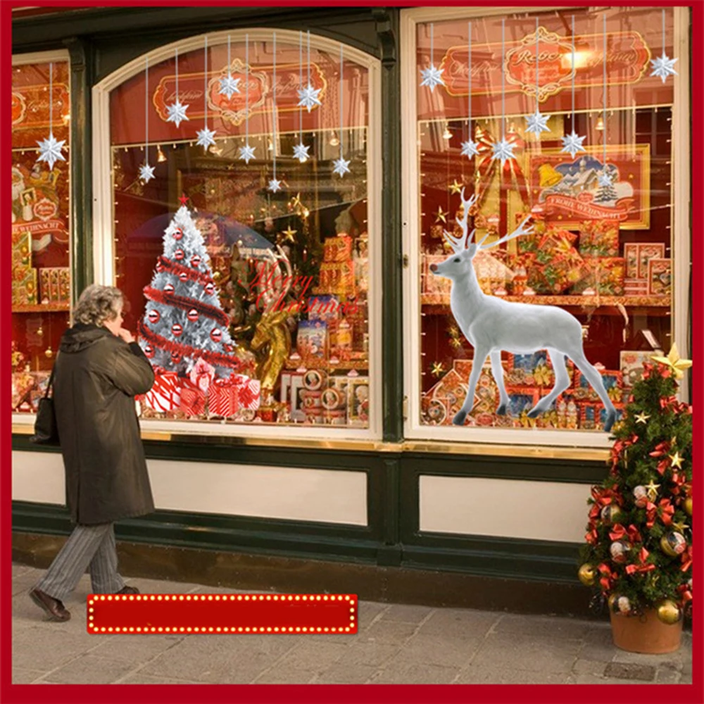 Рождественское Новогоднее украшение наклейка на стену мультяшная детская