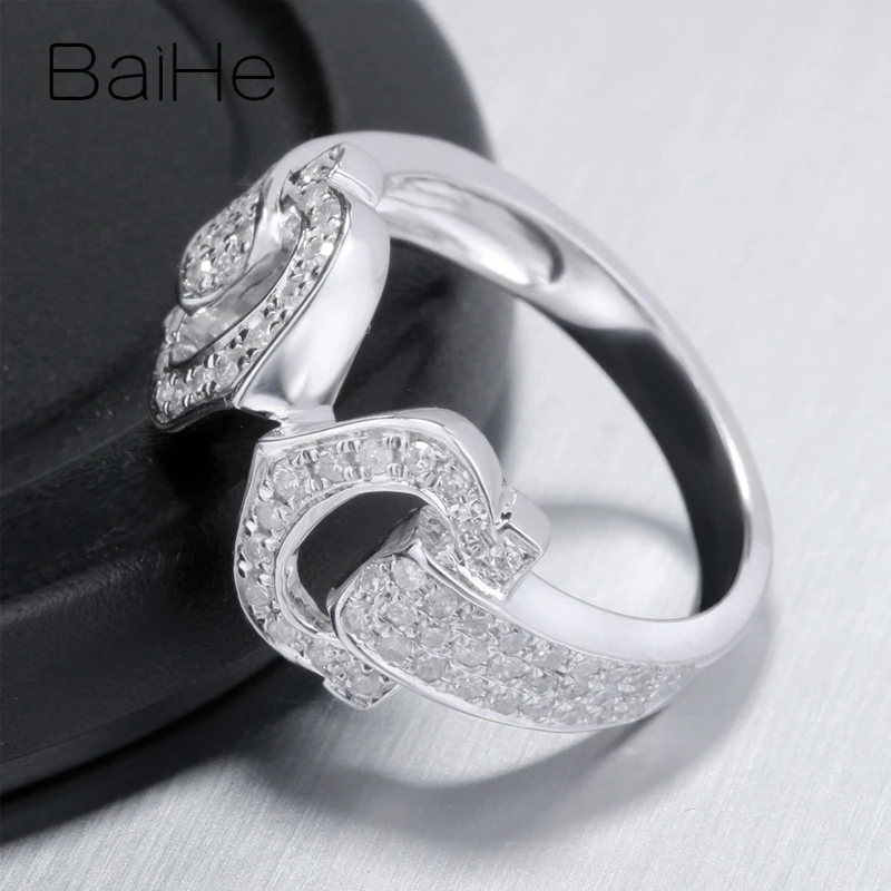 BAIHE Твердое 14 к белое золото(AU585) 0.5CT сертифицировано H/SI круглой огранки из натурального бриллианта свадебные женские модные ювелирные изделия кольцо