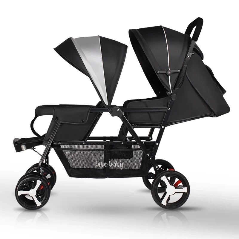 Twin Baby Stroller Folding Double Stroller Can Sit Lying Lightweight