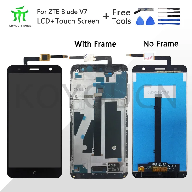 

5.2" For ZTE Blade V7 LCD Display+Touch Screen Digitizer For ZTE V7 LCD Assembly With Frame + Tools