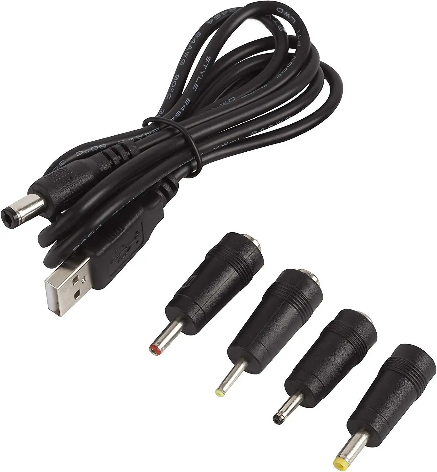 DC Plugs for Small Electronics and Devices Universal 5.5X2.1mm Jack to 4 Plugs 4.0X1.7mm, 3.5X1.35mm, 3.0X1.1mm, 2.5X0.7mm with
