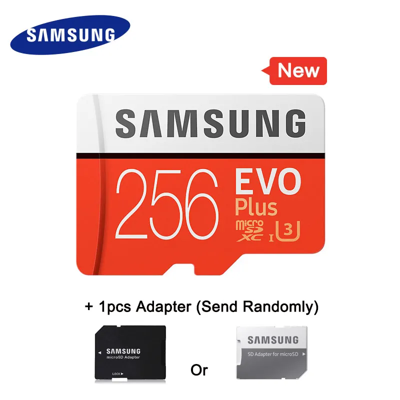 Samsung карты памяти evo плюс 128 ГБ 64 ГБ 32 ГБ 16 ГБ sdhc sdxc micro sd класса evo+ evo class 10 с10 максимальная скорость 80 м/с карта памяти микро сд для телефона карта памяти micro sd карта памяти для телефона - Емкость: 256GB Add Adapter